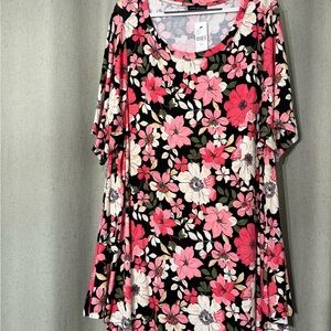 Lane Bryant Pink and White Floral Top